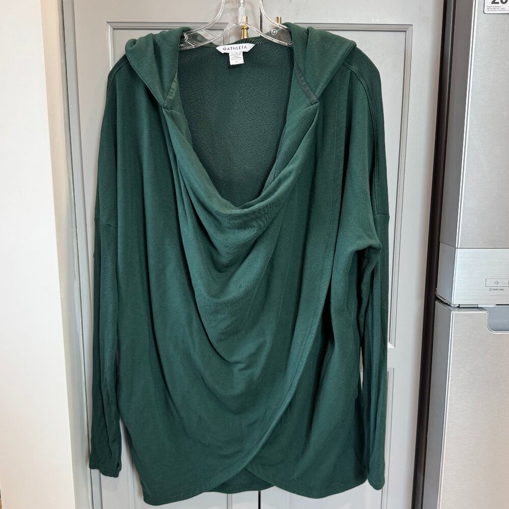Athleta Purana Wrap Sweatshirt Women’s M Forest Green Hooded